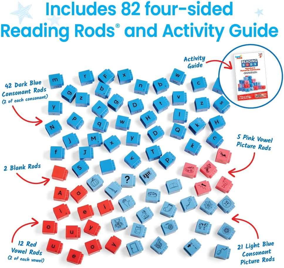 Learning Resources Reading Rods – Textstäbe Alphabet-Set zum Erkennen englischer Phoneme, Lesen lern