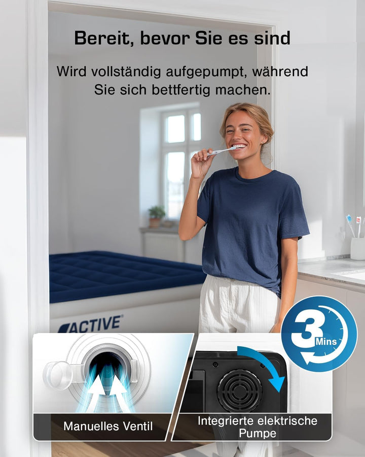 Active Era Luxus Doppel Luftbett – selbstaufblasendes Gästebett mit eingebauter, elektrischer Pumpe,