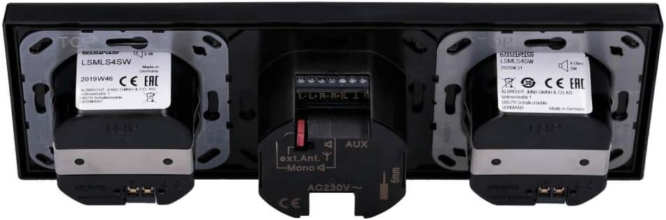 Jung Smart Radio DAB Komplett-Set Schwarz Serie LS DABLS2SW mit 2 Lautsprechern und 3-Fach Rahmen LS
