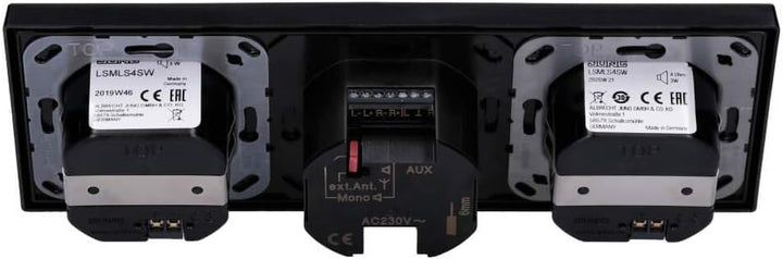 Jung Smart Radio DAB Bluetooth Komplett-Set Serie LS Schwarz mit 2 Lautsprechern DABLS2BTSW und 3-Fa
