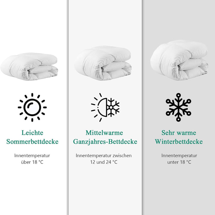 APSMILE Daunendecke 135x200 Winter Extra Warm Bettdecke 100% Baumwolle, Winterdecke mit Premium Gäns