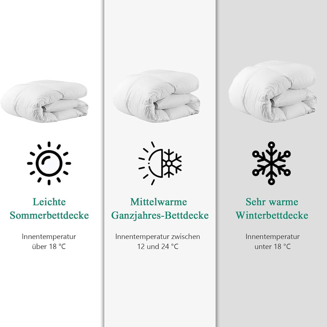 APSMILE Daunendecke 220x240 Ganzjahresdecke 100% Baumwolle Bettdecke 240x220 mit Gänsedaunen und Fed