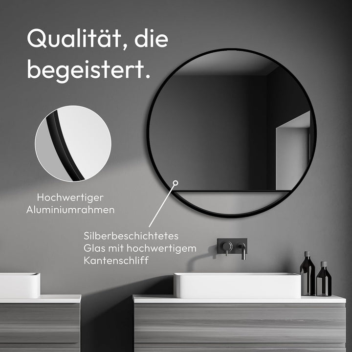 Talos Dekorativer Wandspiegel Black Hole matt schwarz matt Ø 80 cm, 50282 Ø 80 cm Schwarz Matt, Ø 80