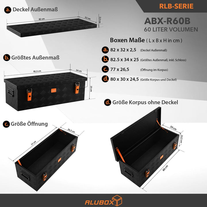 alubox Werkzeugkiste Riffelblech ABX-RL60B Aluminium 1,5mm Werkzeugkiste leicht und robust 60 Liter