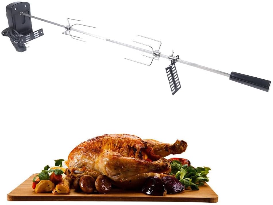 BBQ Grillspiess Edelstahl Motor Drehspiess geeignet für gleichmässiges Grillen von Fleisch und Gemüs