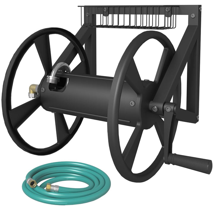 Artigarden Robuste Wand-Schlauchtrommel Dreieck, Outdoor-Wasserschlauchhalter mit Kurbel, für 38m 5/