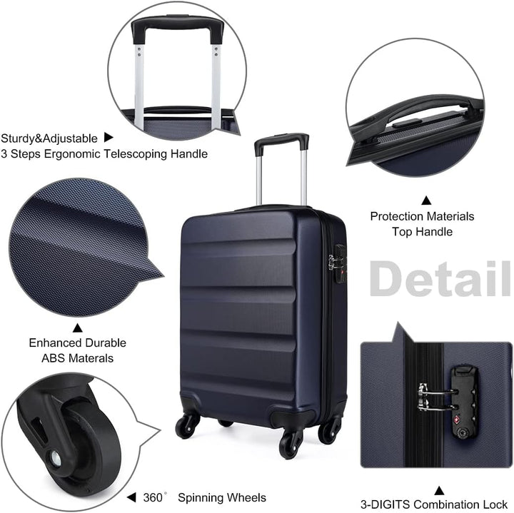 KONO Koffer Trolley Handgepäck Leicht Hartschalenkoffer aus ABS Reisekoffer mit 4 Rollen Gross Koffe