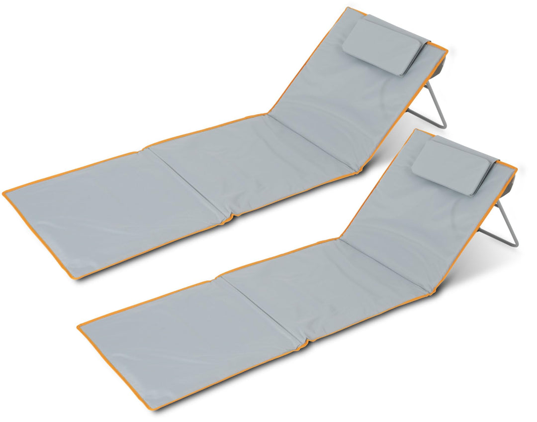 Stagecaptain Beachmatte “Layla” 2X Set - Gepolsterte Strandmatten mit Kopfkissen - Verstellbare Rück