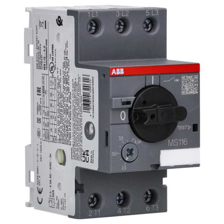 ABB MS116 Motorschutzschalter, 4 A 690 V 90mm x 45mm