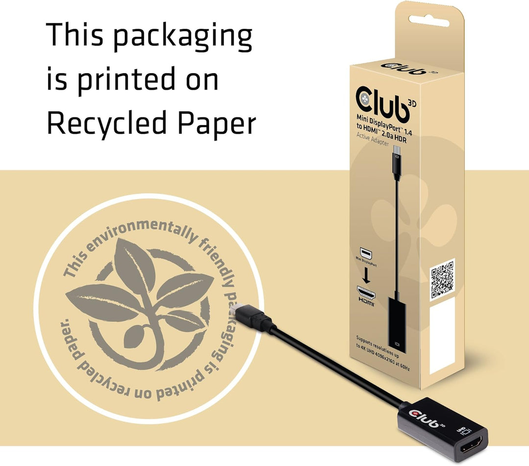 Club3D CAC-1180 DisplayPort Adapter [1x DisplayPort Stecker - 1x HDMI-Buchse] Schwarz, CAC-1180