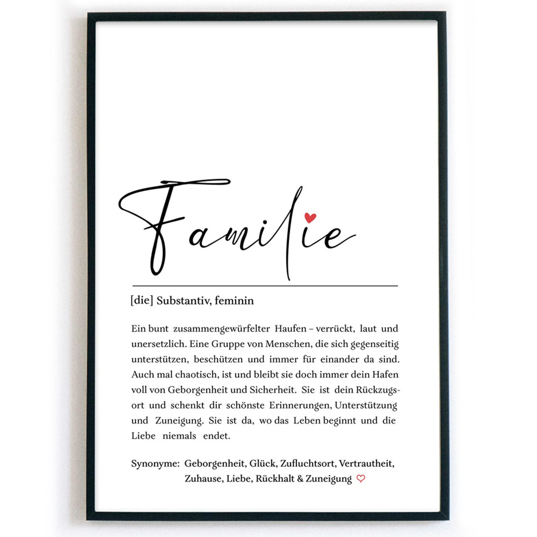 Familie Definition Bild - persönliches Geschenk – Definition Familienposter | Wanddekoration | Gesch