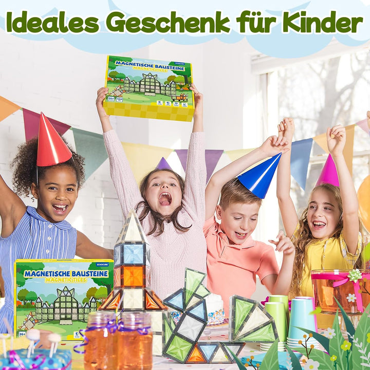 100 Stück Magnetische Bauklötze, Magnetische Bauklötze für Kinder, Magnetisches Konstruktionsspielze