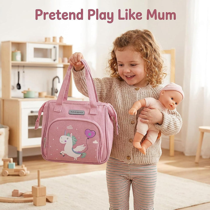 Bebamour Einhorn Puppe Wickeltasche mit Puppe Wickelmatte tragen Puppe Zubehör Mode Kinder Mädchen B