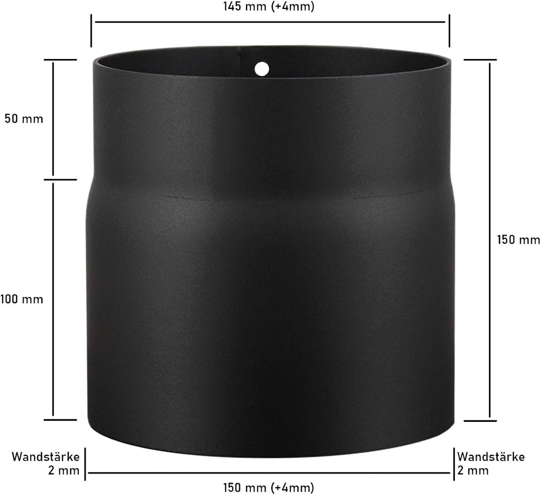 Ofenrohr 150 mm Verlängerung - im Durchmesser Ø 150 mm - Farbe: schwarz - Rauchrohr Verlängerung