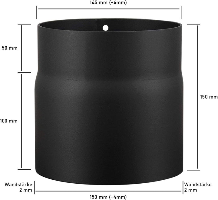 Ofenrohr 150 mm Verlängerung - im Durchmesser Ø 150 mm - Farbe: schwarz - Rauchrohr Verlängerung