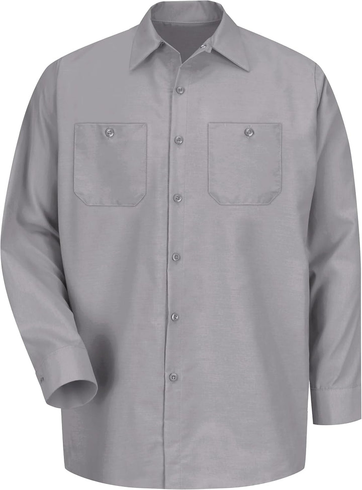 Red Kap Herren Industrielles, Regular Fit, Langarm Button-Down-Arbeitshemd L Tall Silbergrau, L Tall