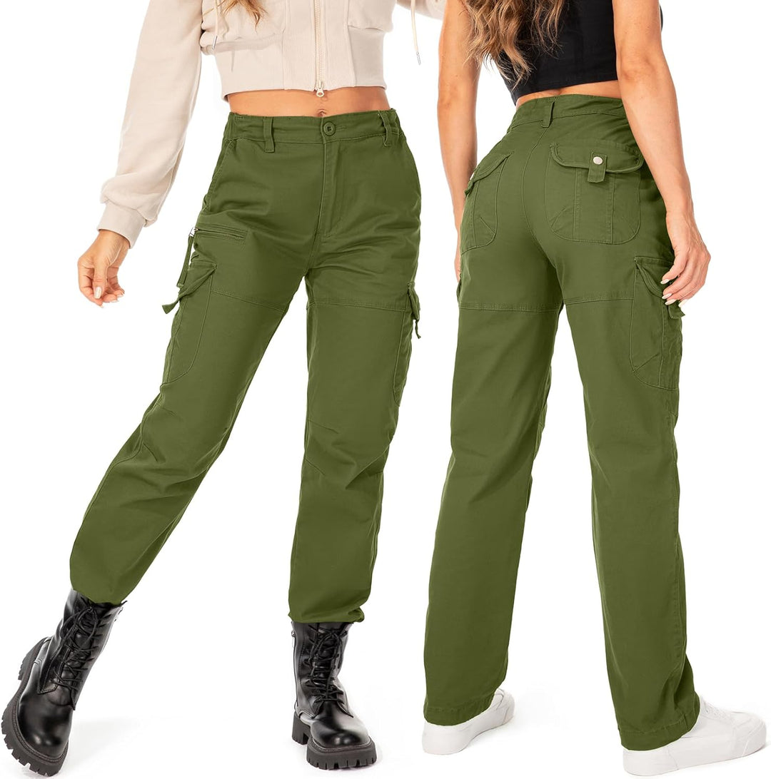 Cargohose Damen Hosen Multi Taschen Wanderhose Outdoorhose Baumwolle Arbeitshose Jogginghose Relaxed