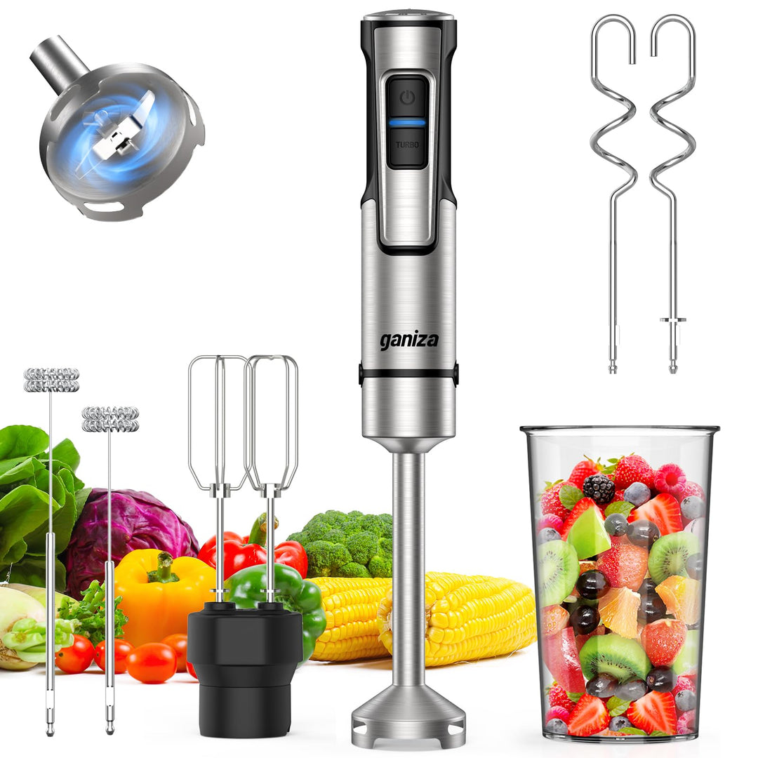 Ganiza Stabmixer, 5-en-1 Pürierstab, 1200W Stark Leistung, mit Geschwindigkeitsregelung & TURBO-Tast
