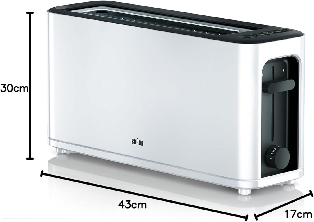 Braun Household HT 3110 WH Toaster | Langschlitz | Extrabreite Toastkammer | Herausnehmbare Krümelsc