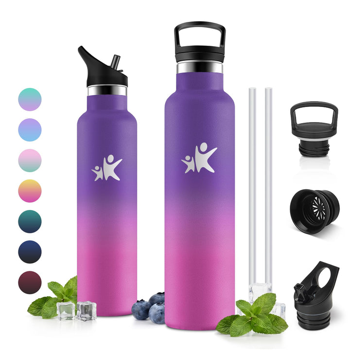 Isolierflasche 1L, Trinkflasche Edelstahl BPA-frei, Einhandöffnung, Auslaufsicher, Kohlensäure Geeig