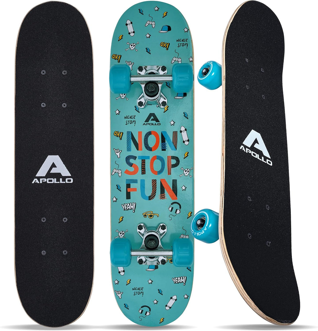 Apollo Kinder Skateboard, | kleines Komplett Board mit ABEC 3 Kugellagern und Aluminium Achsen | Coo