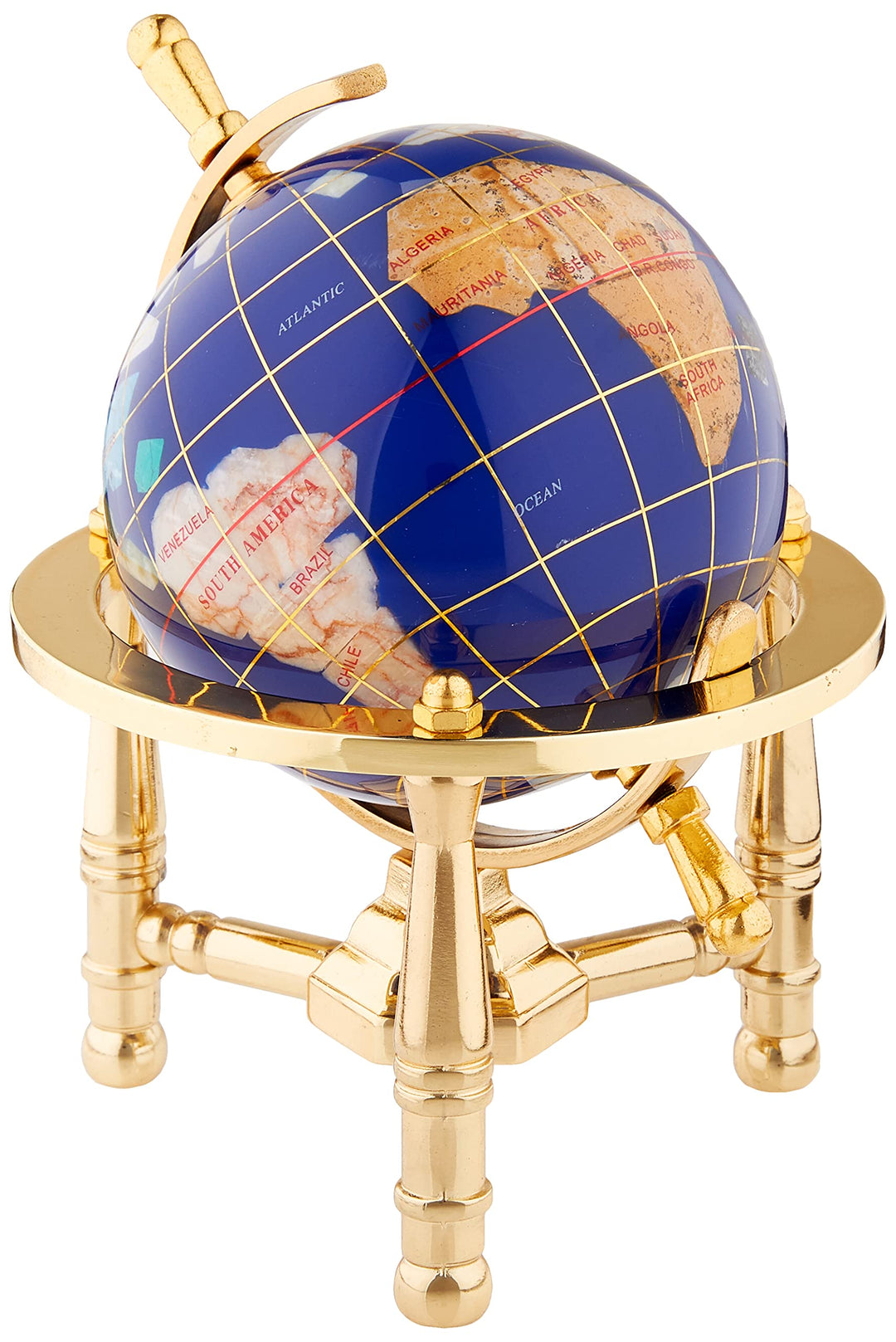 Unique Art 15,2 cm von Blue Lapis Ocean Mini Tischplatte Edelstein Weltkugel mit goldenem Stativ