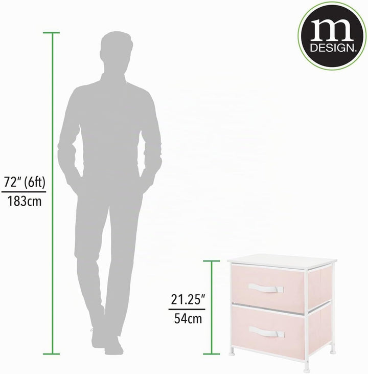 mDesign Nachttisch mit 2 Schubladen – Schrank Organizer aus Stoff, Metall und MDF – dekoratives Aufb