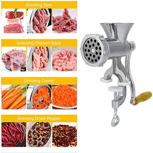 Manueller Fleischwolf aus Edelstahl, Multifunktions-Wurstwolf mit Wurstfüllrohr, Gewürzmühle zum Zer