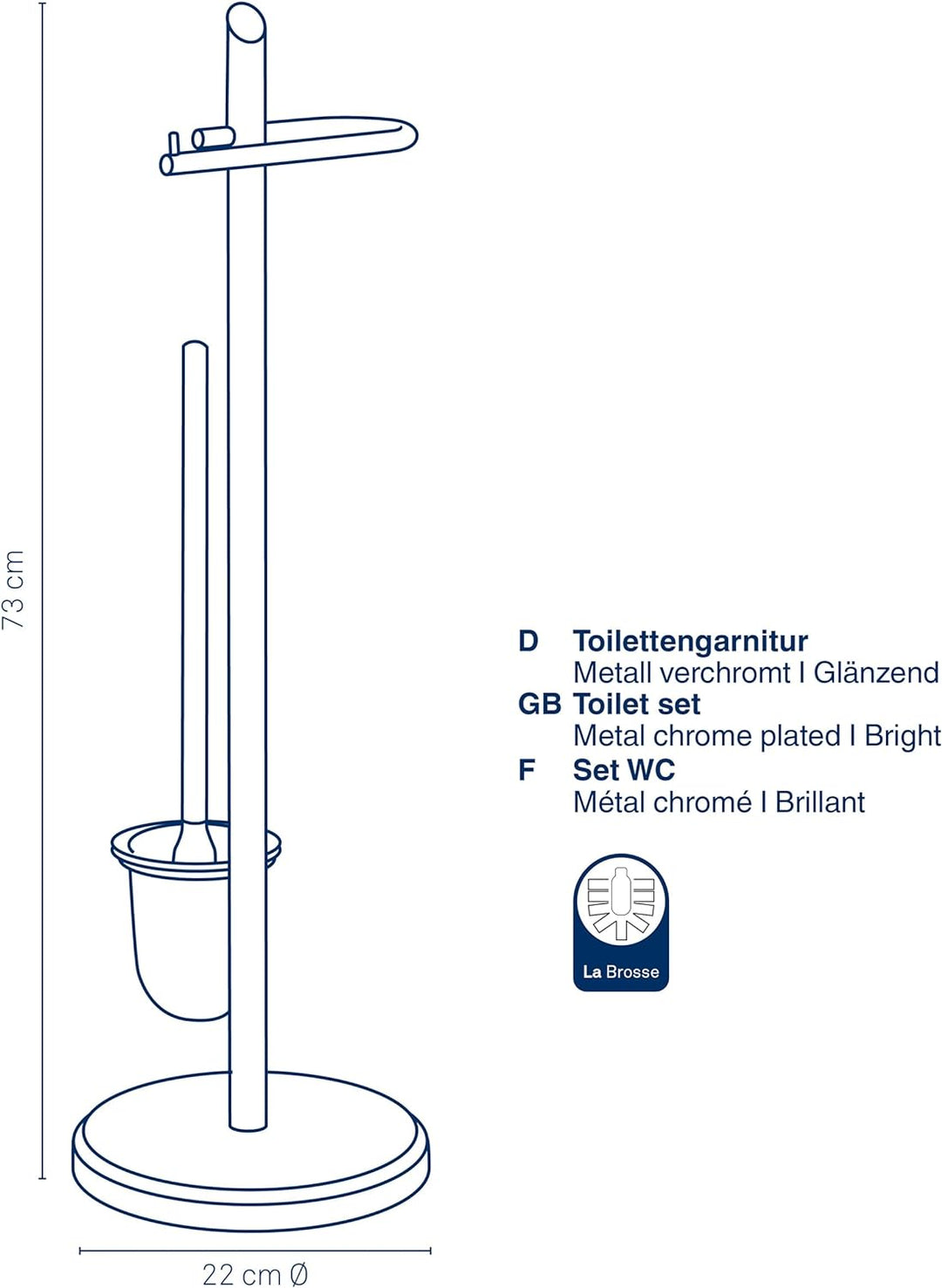 Kela Ken Toilettengarnitur, Metall, Silber glänzend, 73 cm