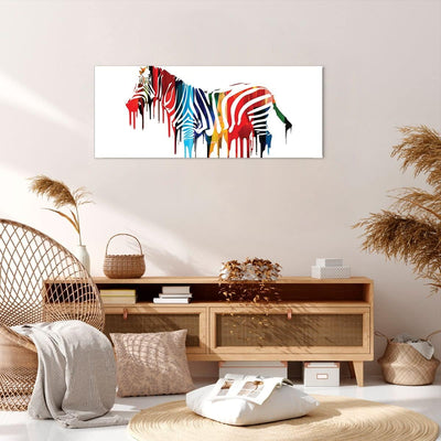 Wandbilder Dekoration Wohnzimmer Zebra Detail digital wild Panorama Bilder auf Leinwand 120x50cm Lei