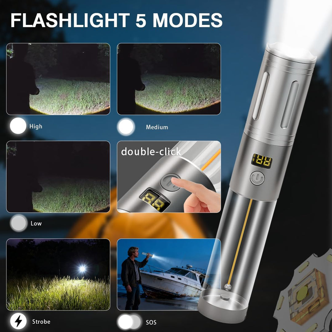 LeKaufen 2in1 Campinglampe und Taschenlampe, Camping Lampe Laterne LED Aufladbar, Campingleuchte Zel