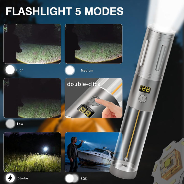 LeKaufen 2in1 Campinglampe und Taschenlampe, Camping Lampe Laterne LED Aufladbar, Campingleuchte Zel