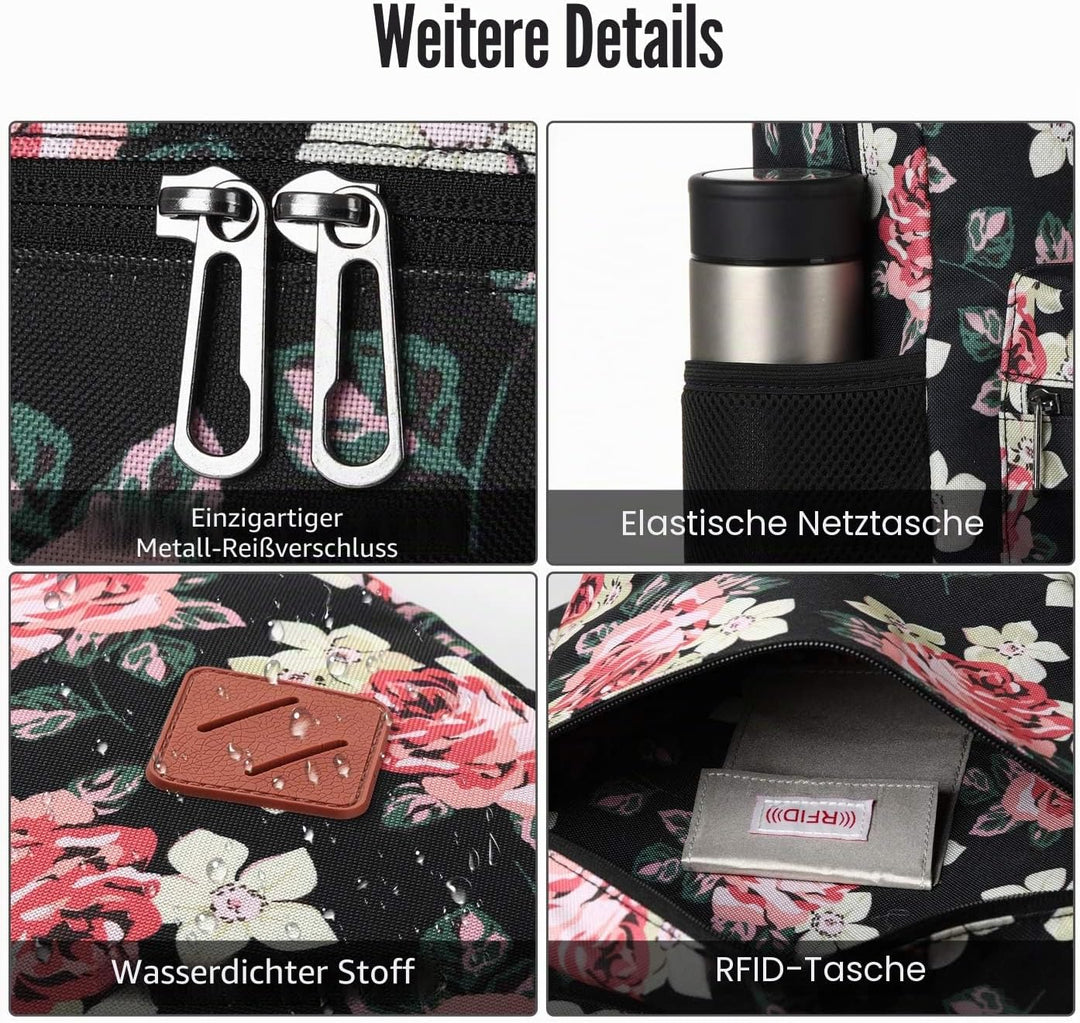 YAMTION Schulrucksack für Mädchen, Schultasche, Mädchen, Rucksack, Damen, Rucksack, Laptop, für Reis