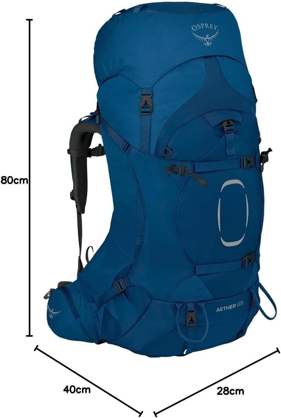 Osprey Aether 65 Trekkingrucksack für Männer Deep Water Blue S-M, Deep Water Blue S-M