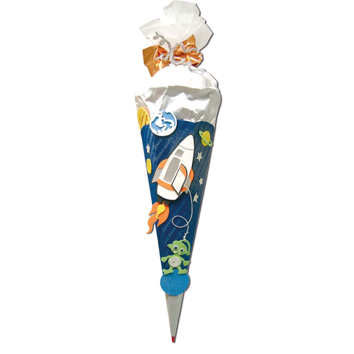 ROTH Schultüten-Bastelset Space 68cm 6-eckig Rot(h)-Spitze Kreppverschluss, Space
