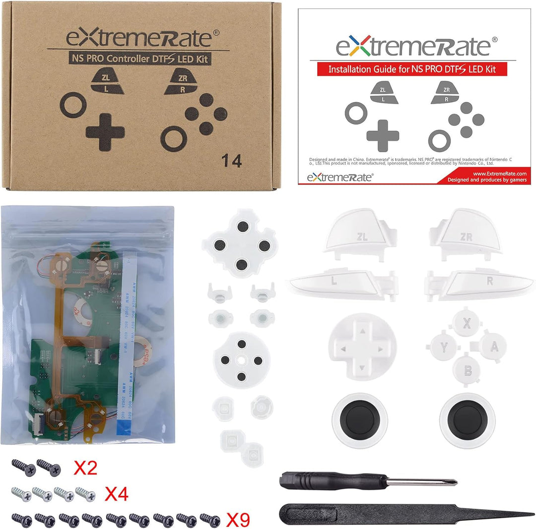 eXtremeRate DTFS LED Tasten Set für Switch pro Controller, 9 Farb-Modi 6 Separat-Tasten-Bereiche Con
