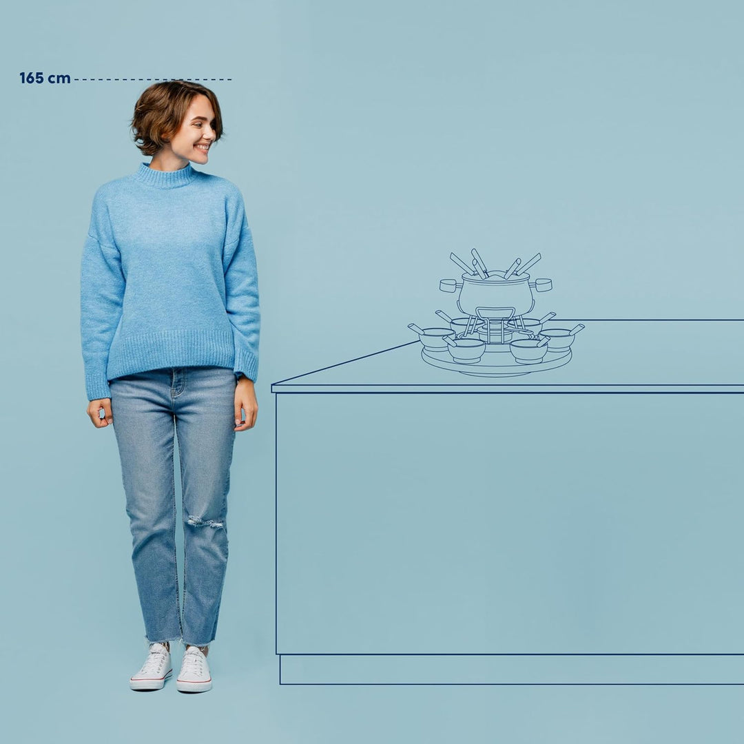 Kela 61201 Drehbares Fonduekarussell-Set, Fleischfondue, 23-teilig, Für 6 Personen, 2,0 l, Natura