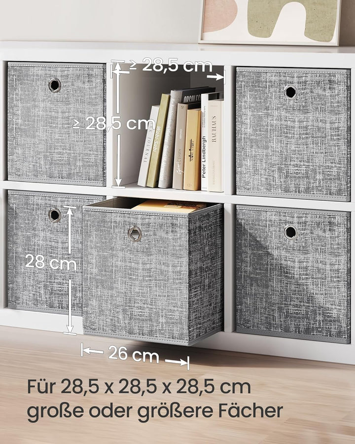 SONGMICS Aufbewahrungsbox, 6er Set, Ordnungsboxen aus Vliesstoff mit Griff, Boxen Aufbewahrung, 26 x
