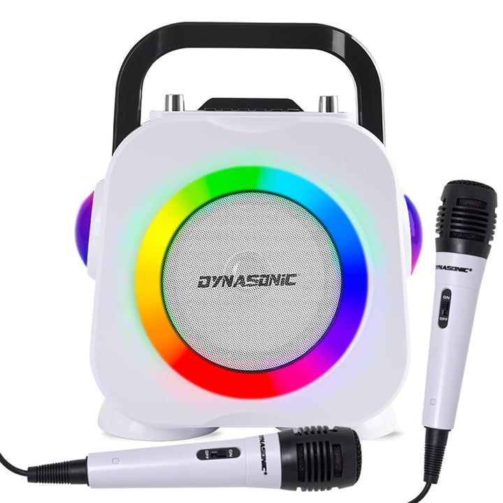 DYNASONISCH. Kabelloser Bluetooth-Lautsprecher mit LED-Leuchten. Tragbare Karaokemaschine mit Zwei M
