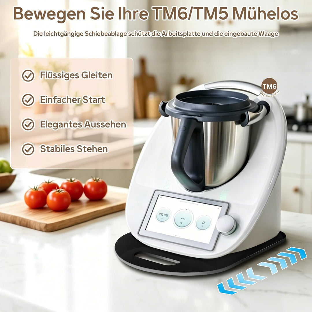Ohano Gleitbrett für Thermomix TM6/TM5 Leicht Gleitendes,Brett für Thermomix mit Rollen, Acryl Rollb
