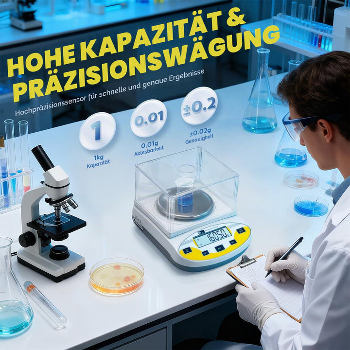 CGOLDENWALL Laborwaage mit 1000g,0.01g Genauigkeit Digitale Analysewaage Elektronische Präzisionswaa