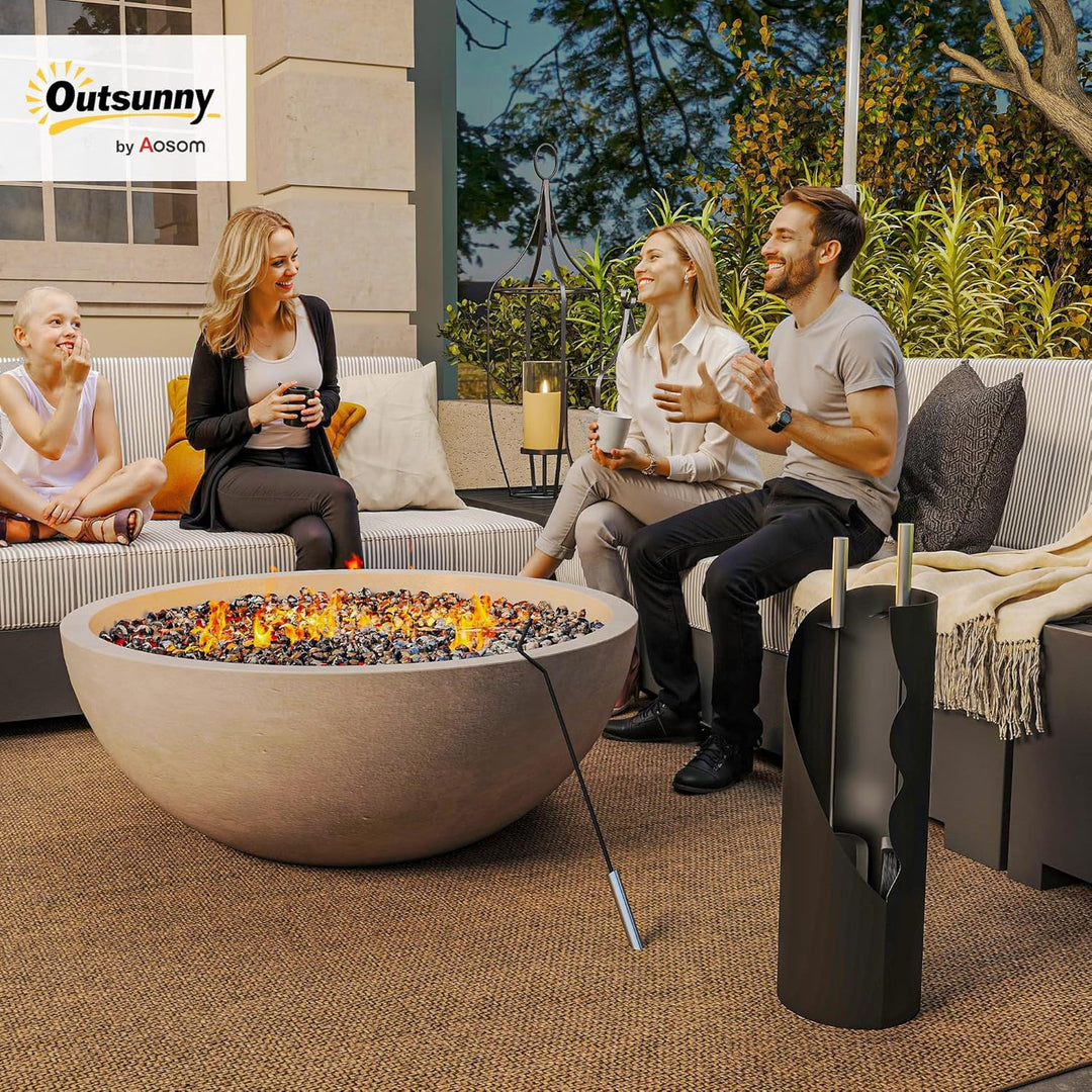Outsunny Kaminbesteck Set 4-teilig Kaminzubehör mit Besen, Schaufel, Schürhaken und Korb, Kamingarni