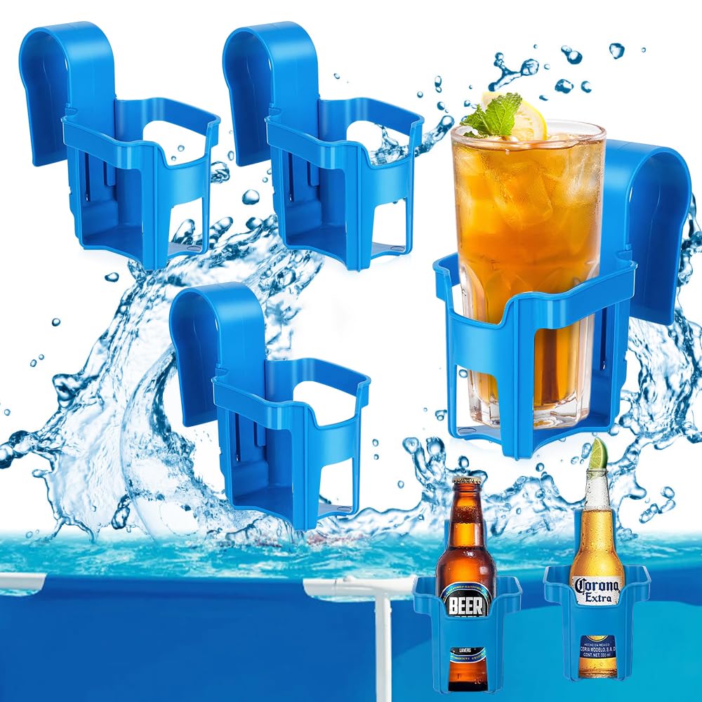 4 Stück Getränkehalter Poolrand, Pool Becherhalter Wasserbecher-Hängehalter Getränke Halterung Pools