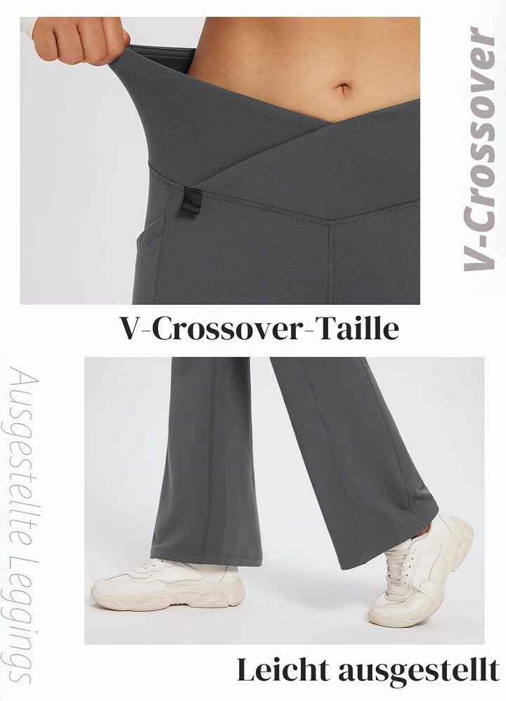 baleaf Thermo Hose Damen Thermo Leggings mit Taschen Wanderhose Wasserabweisend Bootcut Leggings Sch