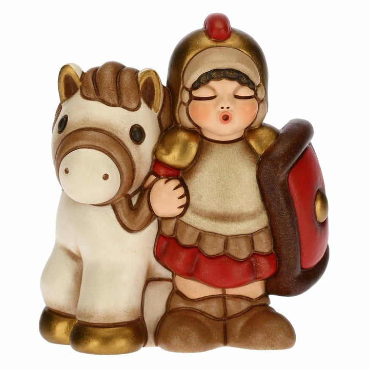 THUN - Figur Soldat Krippe mit Pferd - Weihnachtsdekoration Haus - Linie Krippe, rote Variante - Ker