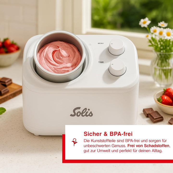 Solis Gelatissima Eismaschine (Typ 8503) – 1L Eiscreme Maschine für Zuhause, Frozen Yogurt & Sorbet