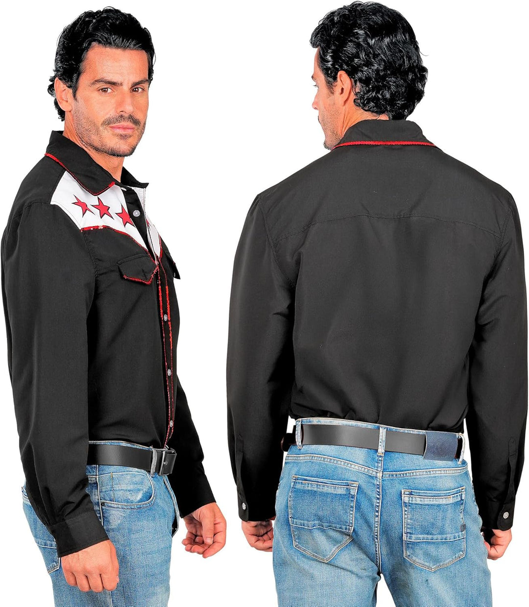W WIDMANN MILANO Party Fashion Cowboy Hemd Rodeo für Herren | Schwarz XXL, XXL