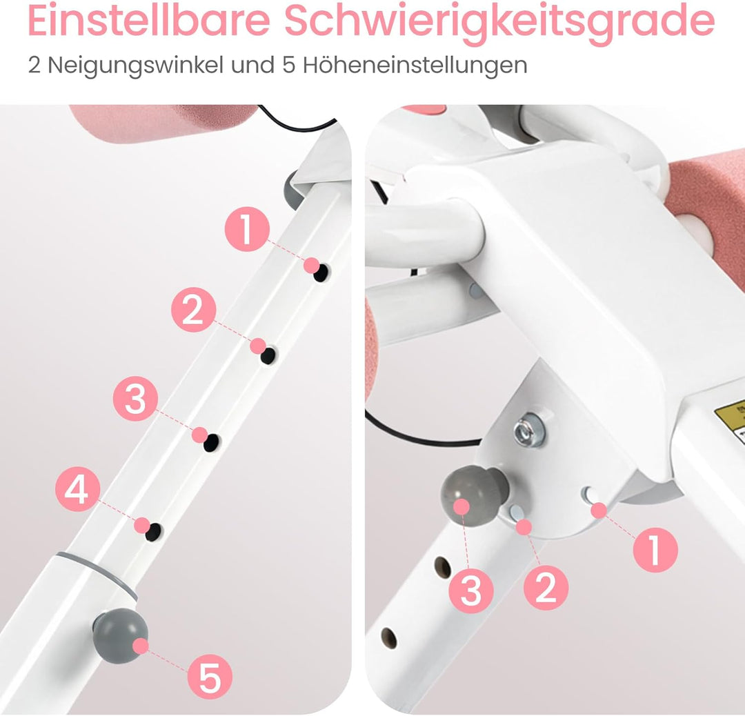 Ab Trainer Abdominal Muscle Machine Adjustable for Home Gym, Foldable And Space-Saving, Quiet Wheels