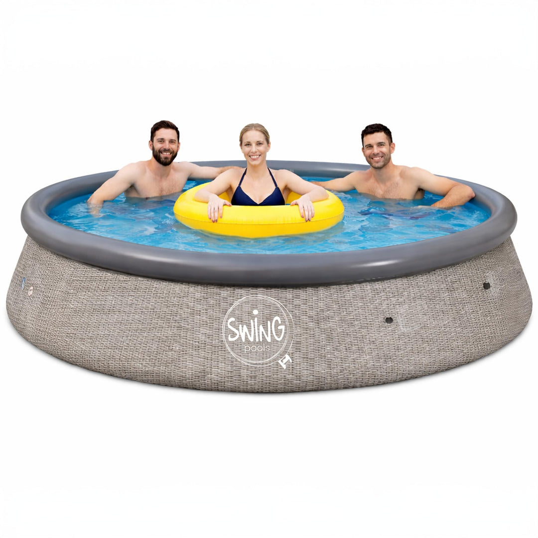 HAF® Swing Quick Up Pool in grau mit den Massen 366 x 91 cm | ca. 6.700 Liter Wasserkapazität | Selb