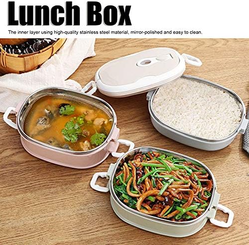 lyrlody Thermo-Lunchbox aus Edelstahl Bento-Box mit 1/2/3 Tragbarer Luftdichter Lunchbox mit Griff f